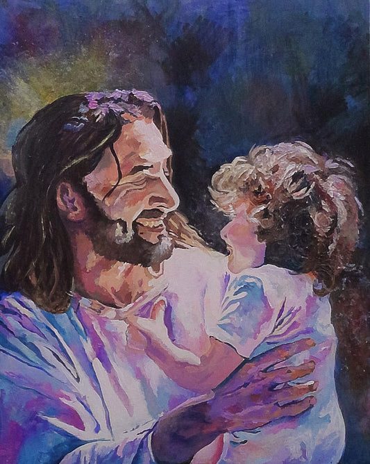 Innocence Accepted - Original acrylic painting on canvas with glass bead embellishments